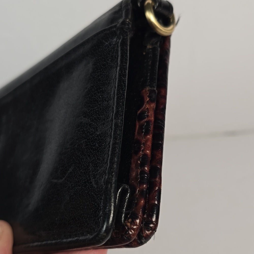 Brahmin Ady Tuscan Collection Wallet Black Leather Brown Croc Embossed Trim - Picture 10 of 12